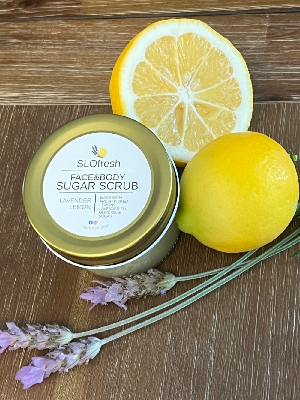 SLOfresh SUGAR SCRUB Exfoliant | Meyer Lemon | Lavender | Olive Oil | 4 oz.